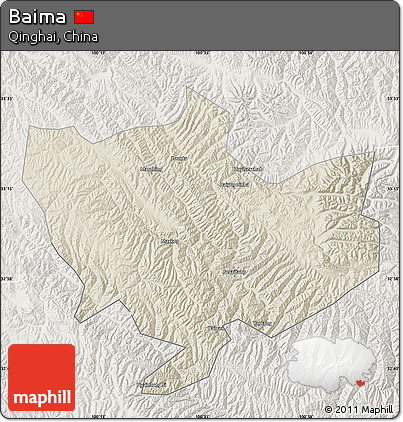 Shaded Relief Map of Baima, lighten
