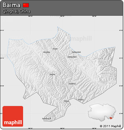 Silver Style Map of Baima, single color outside