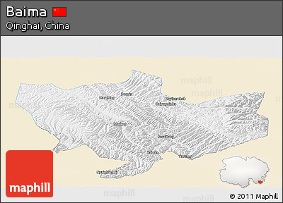 Classic Style Panoramic Map of Baima, single color outside