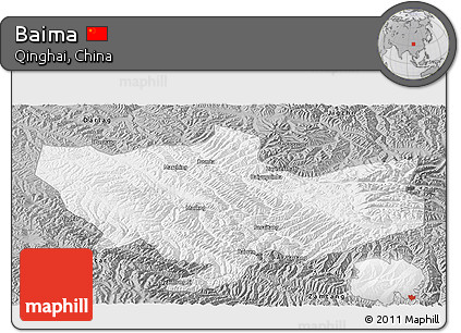 Gray Panoramic Map of Baima