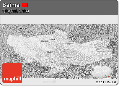 Gray Panoramic Map of Baima