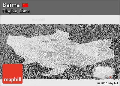 Physical Panoramic Map of Baima, darken