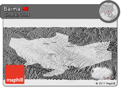 Physical Panoramic Map of Baima, darken