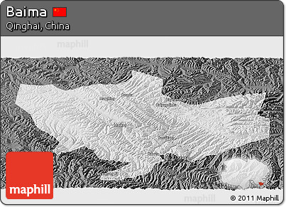 Physical Panoramic Map of Baima, darken