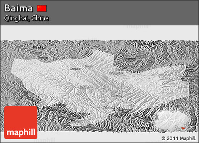 Physical Panoramic Map of Baima, darken, semi-desaturated