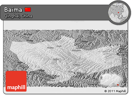 Physical Panoramic Map of Baima, darken, semi-desaturated