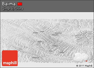 Physical Panoramic Map of Baima, lighten, desaturated