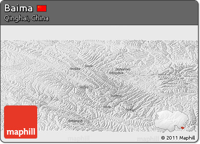 Physical Panoramic Map of Baima, lighten, desaturated
