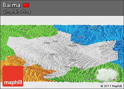 Physical Panoramic Map of Baima, political outside