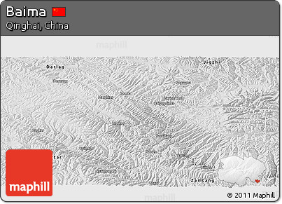 Physical Panoramic Map of Baima, semi-desaturated