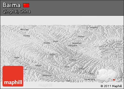Physical Panoramic Map of Baima, semi-desaturated