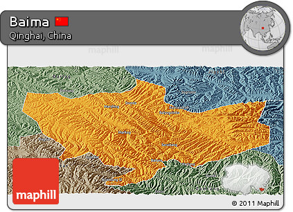 Political Panoramic Map of Baima, semi-desaturated