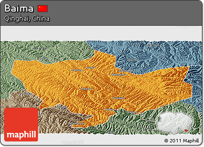 Political Panoramic Map of Baima, semi-desaturated
