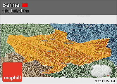 Political Panoramic Map of Baima, semi-desaturated
