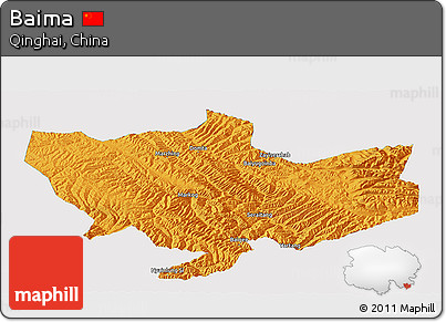 Political Panoramic Map of Baima, single color outside
