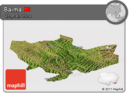 Satellite Panoramic Map of Baima, cropped outside