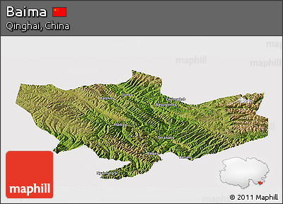 Satellite Panoramic Map of Baima, cropped outside