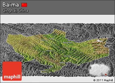 Satellite Panoramic Map of Baima, desaturated