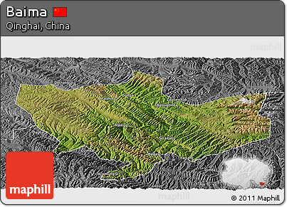 Satellite Panoramic Map of Baima, desaturated