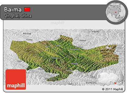 Satellite Panoramic Map of Baima, physical outside