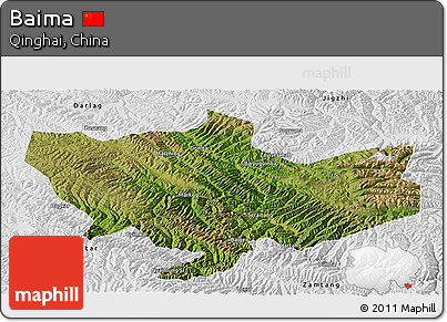 Satellite Panoramic Map of Baima, physical outside