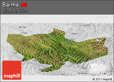 Satellite Panoramic Map of Baima, physical outside