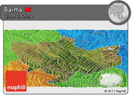 Satellite Panoramic Map of Baima, political outside