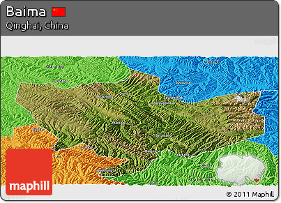 Satellite Panoramic Map of Baima, political outside