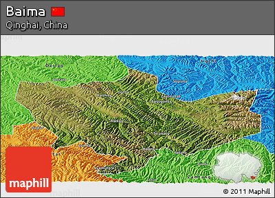 Satellite Panoramic Map of Baima, political outside