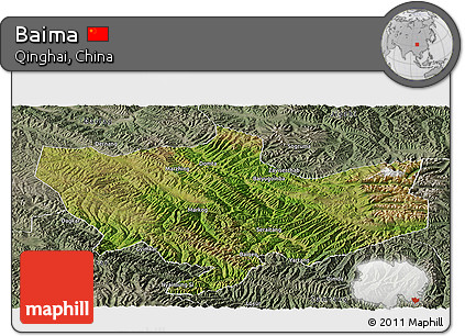 Satellite Panoramic Map of Baima, semi-desaturated