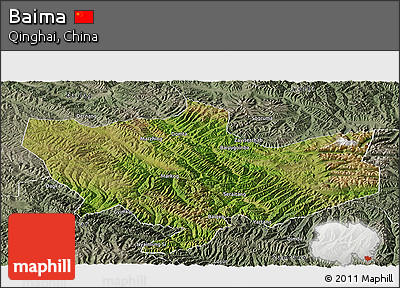 Satellite Panoramic Map of Baima, semi-desaturated