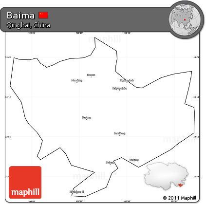 Blank Simple Map of Baima, cropped outside