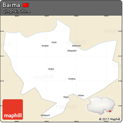 Classic Style Simple Map of Baima, single color outside