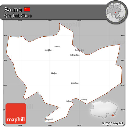 Gray Simple Map of Baima, cropped outside