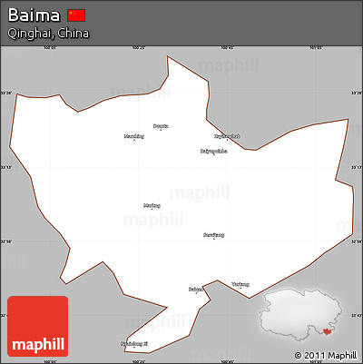 Gray Simple Map of Baima, cropped outside