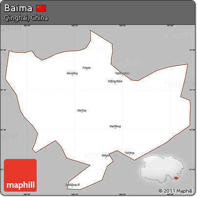 Gray Simple Map of Baima, cropped outside