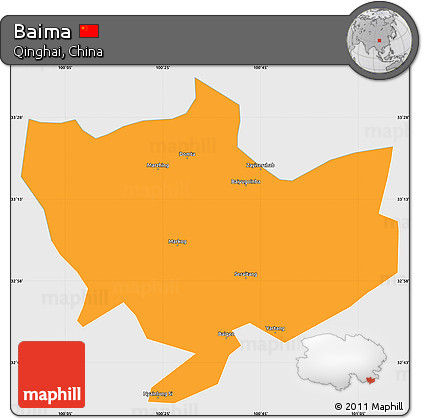 Political Simple Map of Baima, single color outside