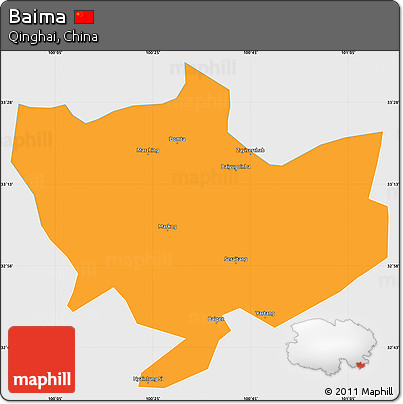 Political Simple Map of Baima, single color outside