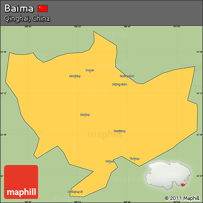 Savanna Style Simple Map of Baima, cropped outside