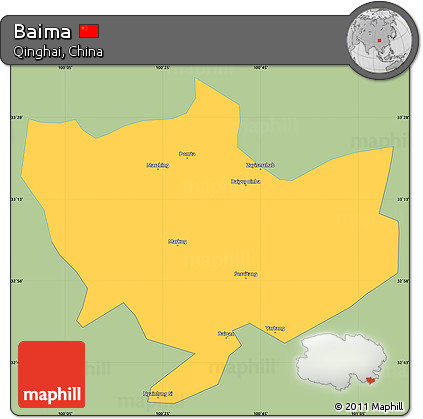 Savanna Style Simple Map of Baima, single color outside