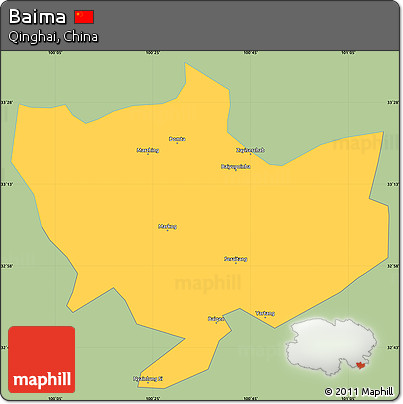 Savanna Style Simple Map of Baima, single color outside