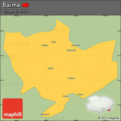 Savanna Style Simple Map of Baima, single color outside
