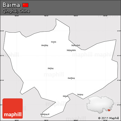 Silver Style Simple Map of Baima, cropped outside