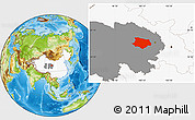 Physical Location Map of Gonghe, highlighted country, highlighted parent region