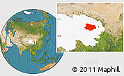 Satellite Location Map of Gonghe, highlighted parent region