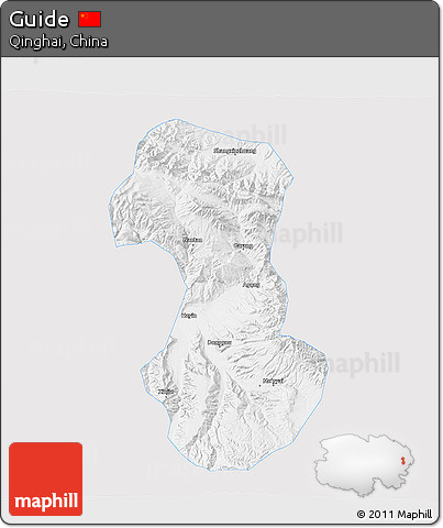 Silver Style 3D Map of Guide, single color outside
