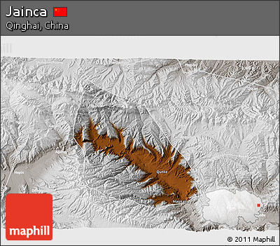 Physical 3D Map of Jainca, lighten, semi-desaturated