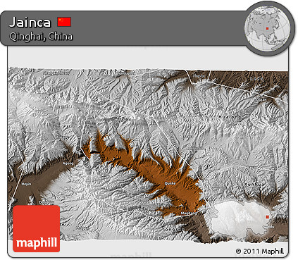 Physical 3D Map of Jainca, semi-desaturated