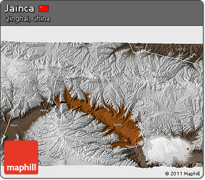 Physical 3D Map of Jainca, semi-desaturated