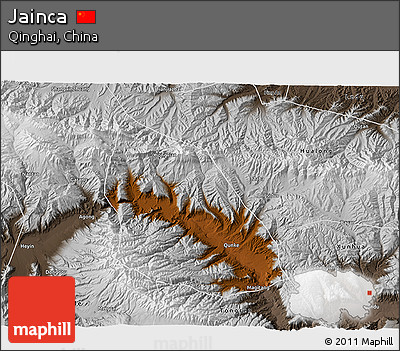 Physical 3D Map of Jainca, semi-desaturated